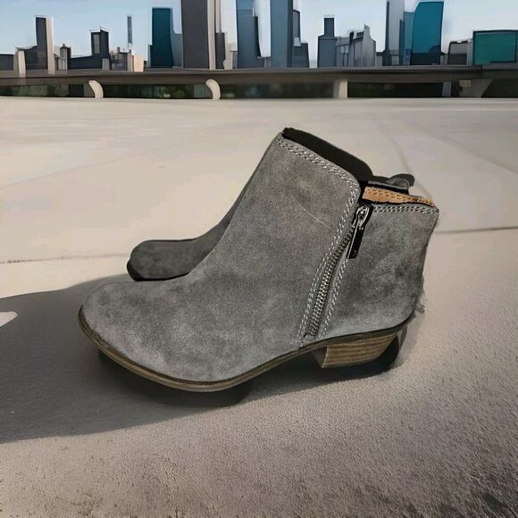 New! Lucky Brand Ankle Boots Gray Zip Size 7 - Picture 1 of 10